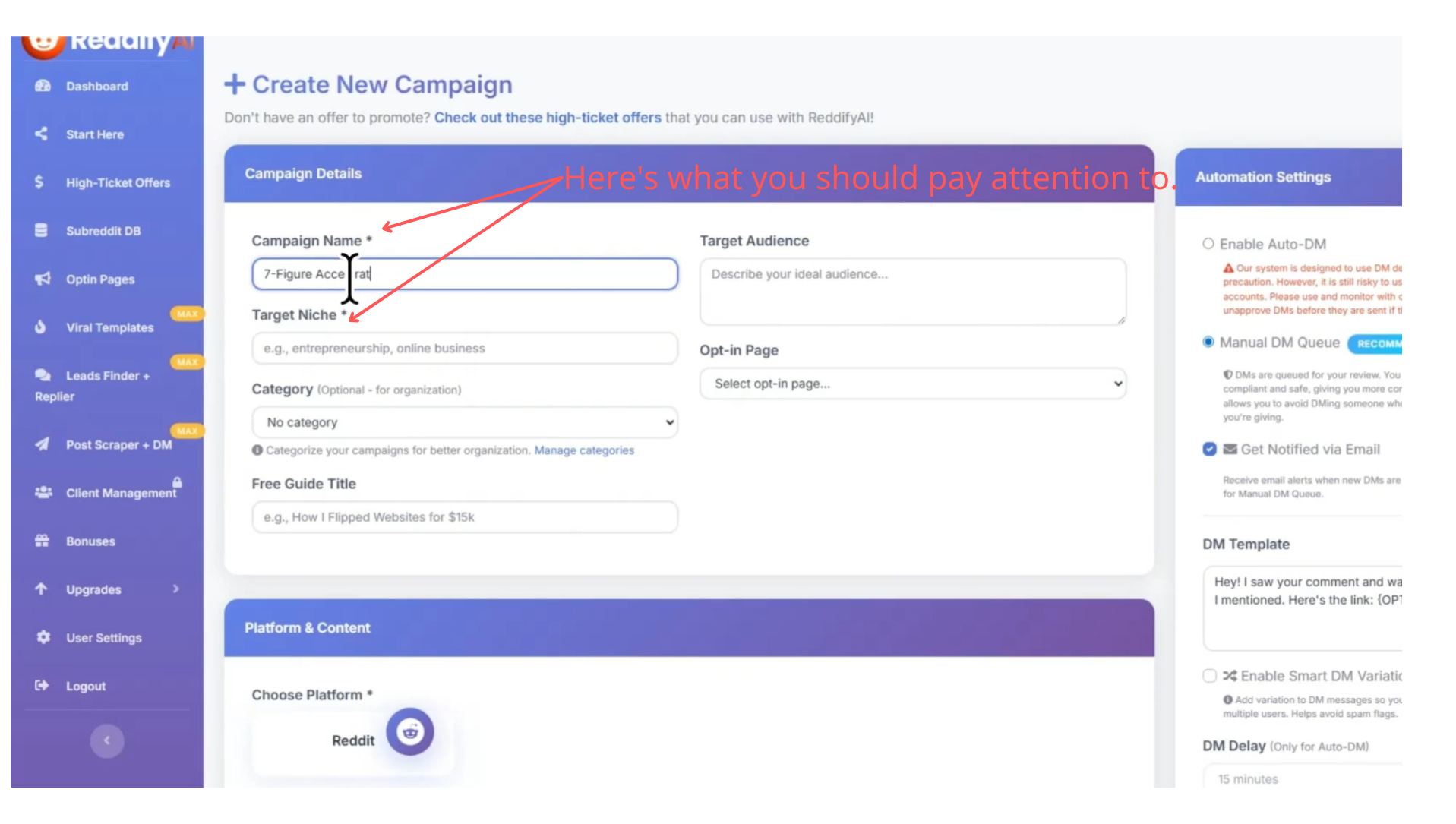 Reddify AI Review - Create New Campaign
