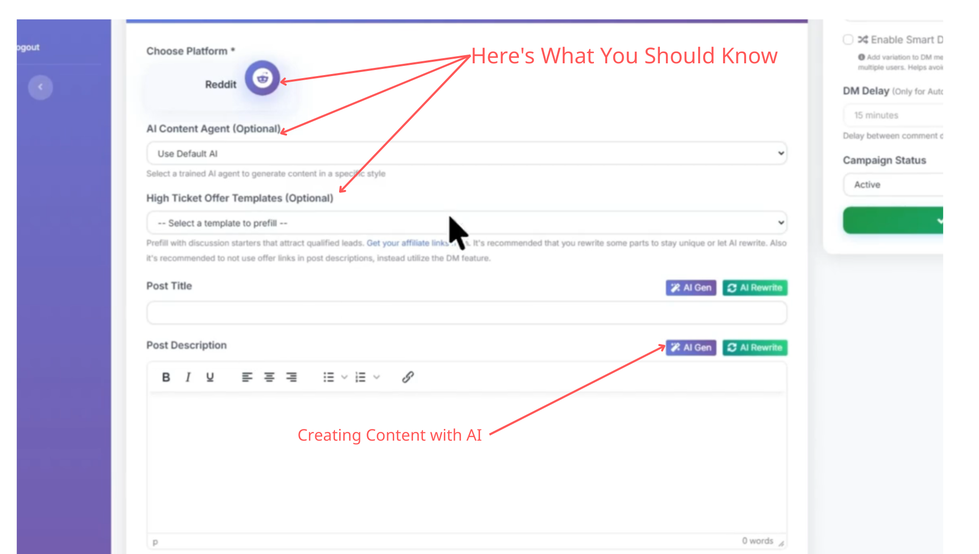Reddify AI Reveiew - choosing Reddit as your platform, you can immediately have AI generate content